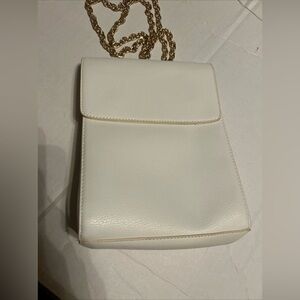 Forever 21 White Purse Backpack With GOLD Chain Shoulder Straps New